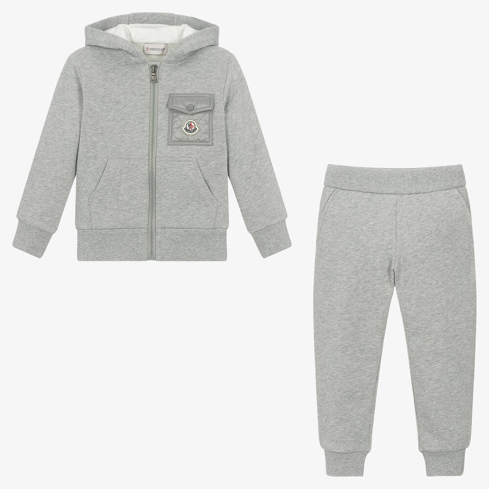 Moncler Enfant-Boys Grey Marl Cotton Tracksuit | Childrensalon