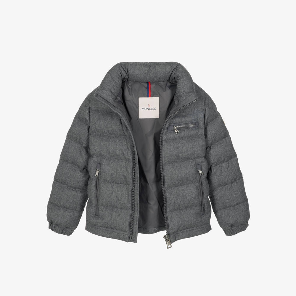 Moncler Enfant-Boys Grey Quade Felted Jacket with Down Padding | Childrensalon