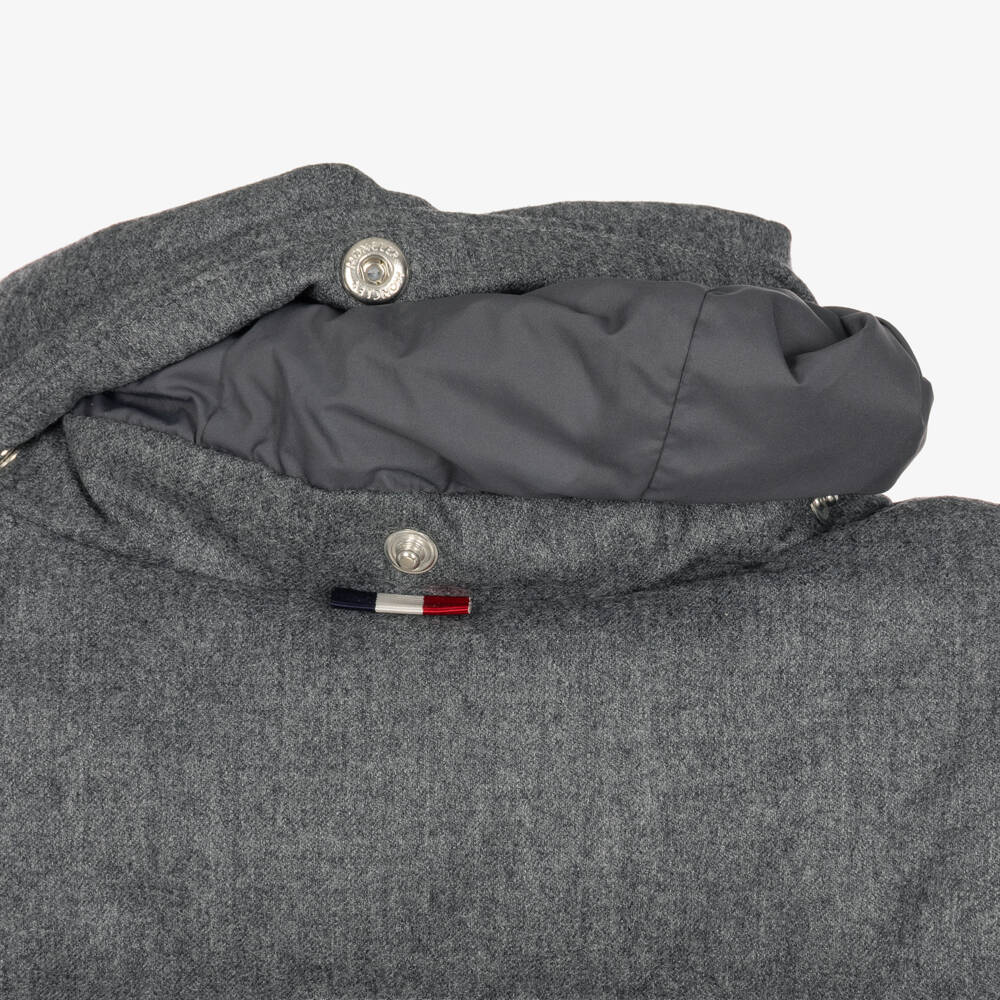 Moncler Enfant-Boys Grey Quade Felted Jacket with Down Padding | Childrensalon