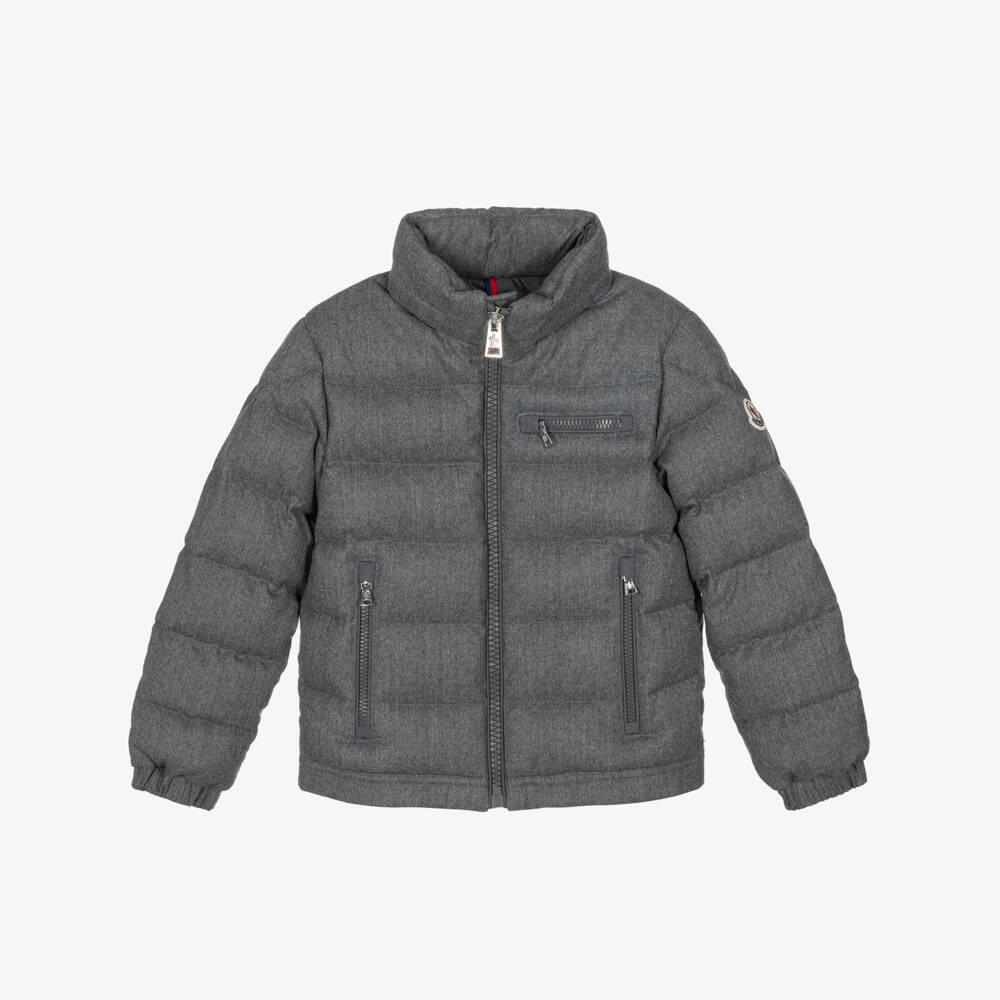 Moncler Enfant-Boys Grey Quade Felted Jacket with Down Padding | Childrensalon