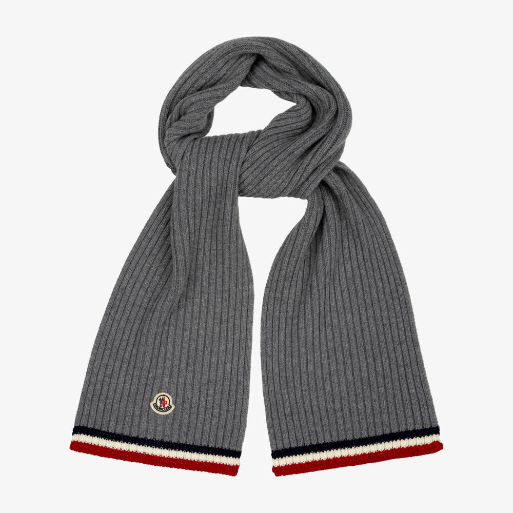 Moncler Enfant-Boys Grey Wool Gloves & Scarf Set | Childrensalon