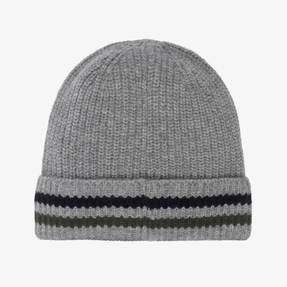 Moncler Enfant-Шапка-бини серая из шерсти для мальчиков | Childrensalon