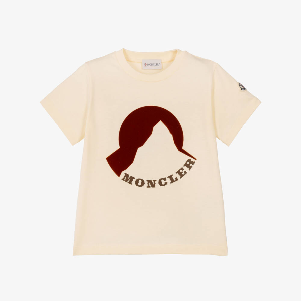 Moncler Enfant-Boys Ivory Cotton Jersey Logo T-Shirt | Childrensalon