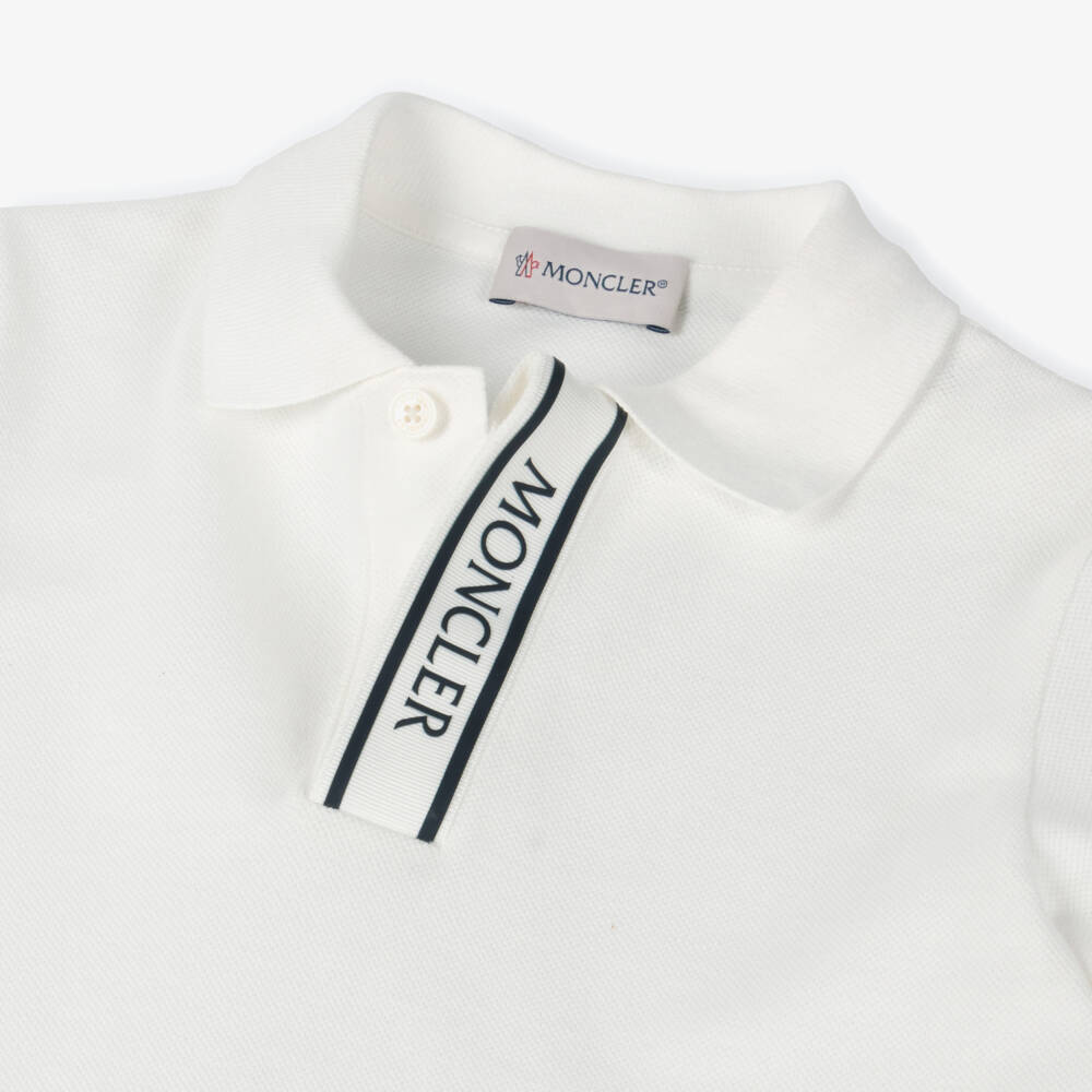 Moncler Enfant-Boys Ivory Cotton Piqué Polo Shirt | Childrensalon