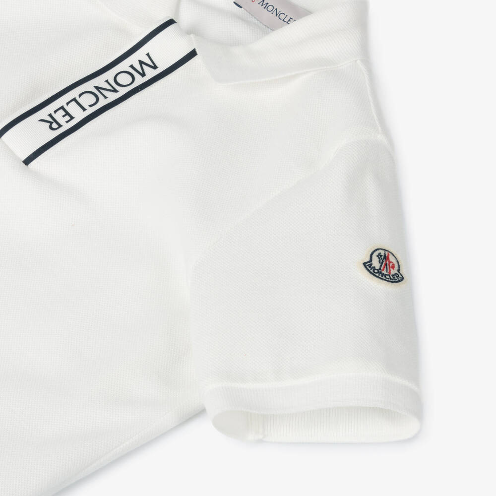Moncler Enfant-Boys Ivory Cotton Piqué Polo Shirt | Childrensalon