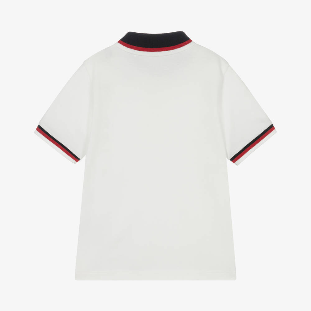Moncler Enfant-Boys Ivory Cotton Piqué Polo Shirt | Childrensalon