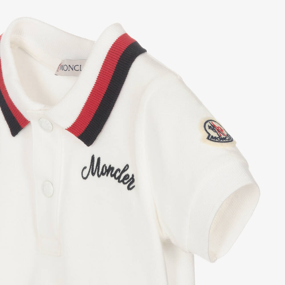 Moncler Enfant-Boys Ivory Cotton Polo Shirt | Childrensalon