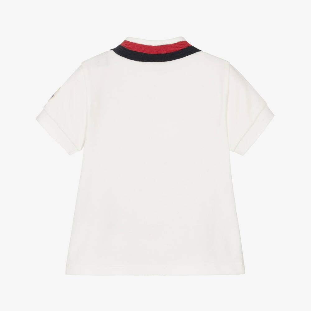 Moncler Enfant-Boys Ivory Cotton Polo Shirt | Childrensalon