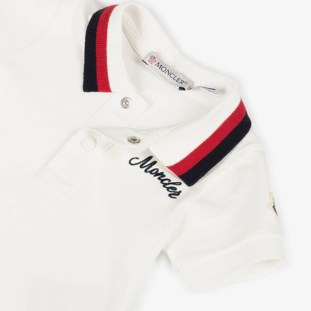 Moncler Enfant-Boys Ivory Cotton Polo Shirt | Childrensalon