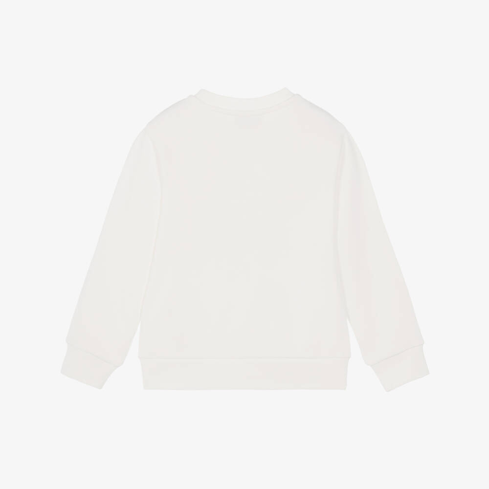 Moncler Enfant-Boys Ivory Cotton Sweatshirt with Embroidered Logo | Childrensalon