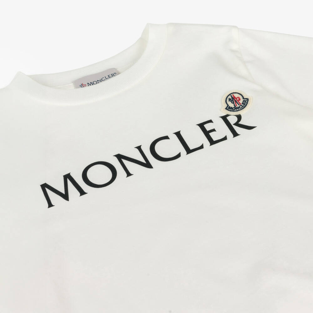 Moncler Enfant - Boys Ivory Cotton T-Shirt | Childrensalon Moncler Enfant - Boys Ivory Cotton T-Shirt | Childrensalon