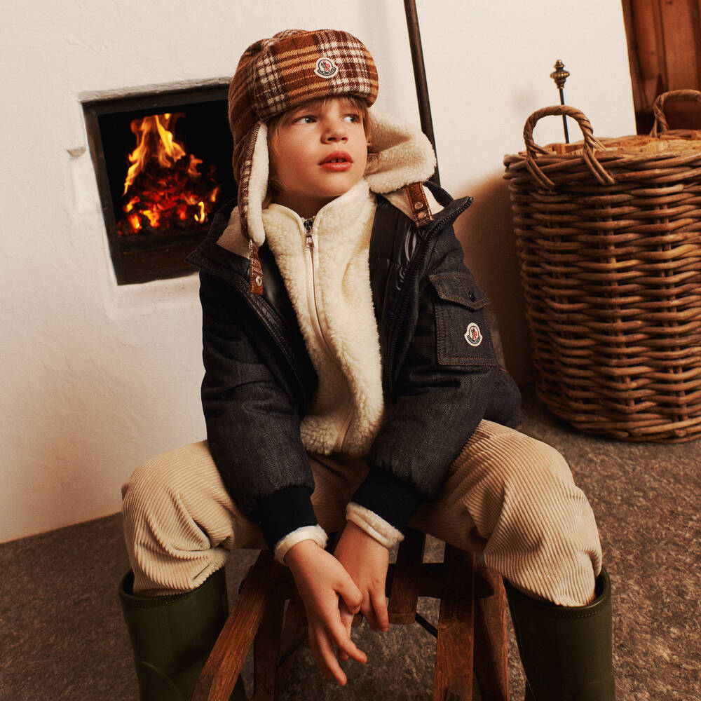 Moncler Enfant-جيليه شيربا مبطن لون عاجي للأولاد | Childrensalon