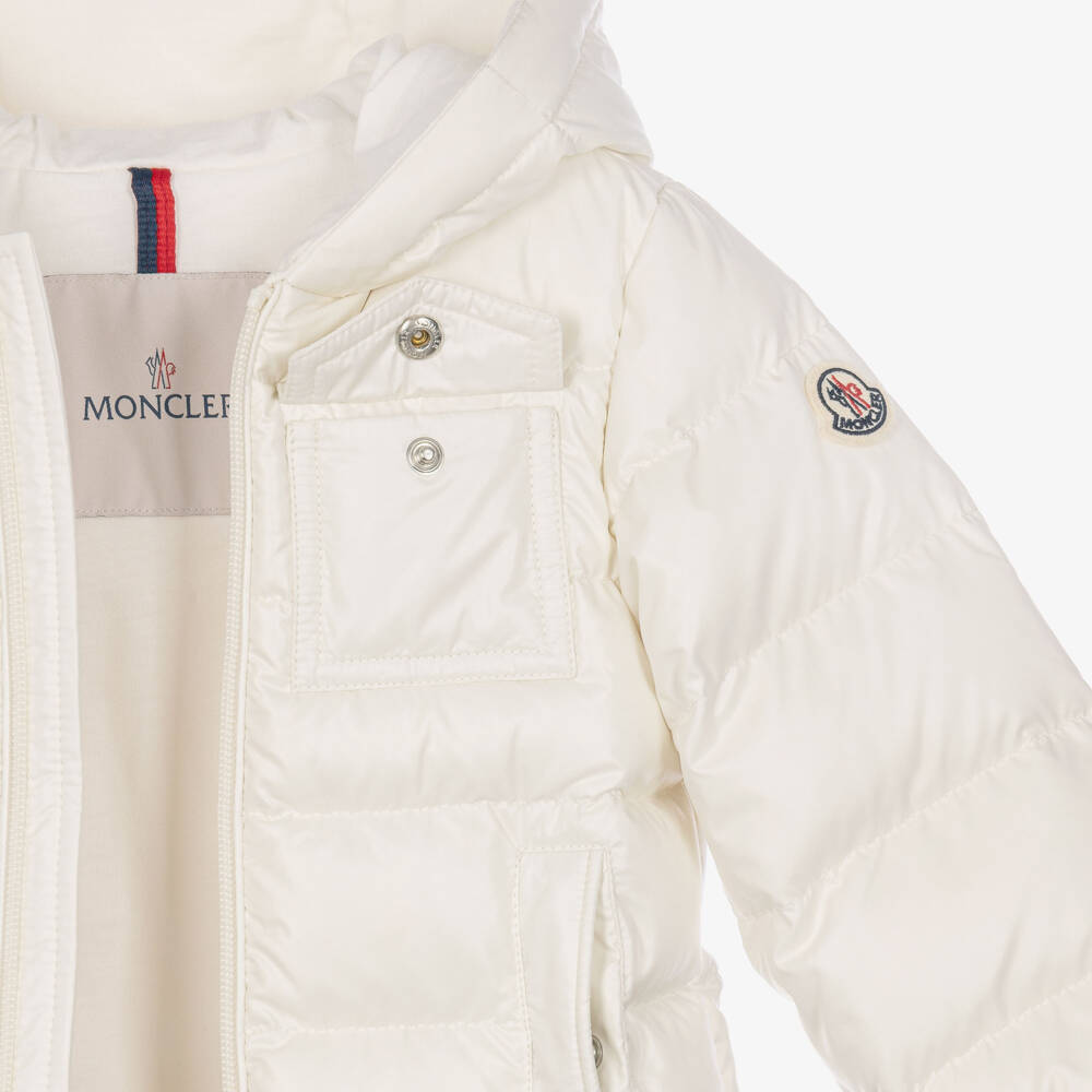 Moncler Enfant-Boys Ivory Mesles Down Padded Hooded Jacket | Childrensalon