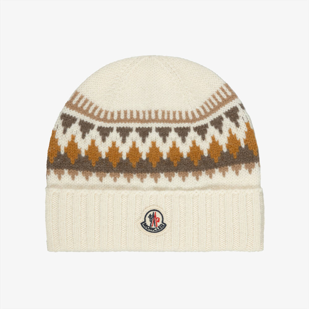 Moncler Enfant-Boys Ivory Wool & Cashmere Fair Isle Hat | Childrensalon