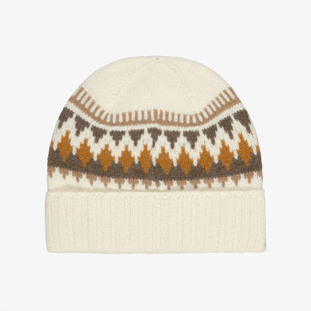 Moncler Enfant-Boys Ivory Wool & Cashmere Fair Isle Hat | Childrensalon