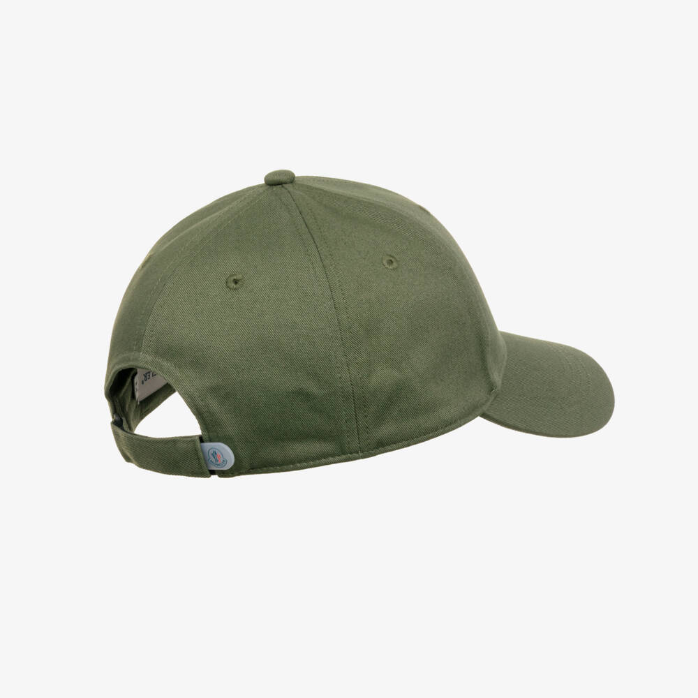 Moncler Enfant-Boys Khaki Green Baseball Cap with Felt Logo Patch | Childrensalon
