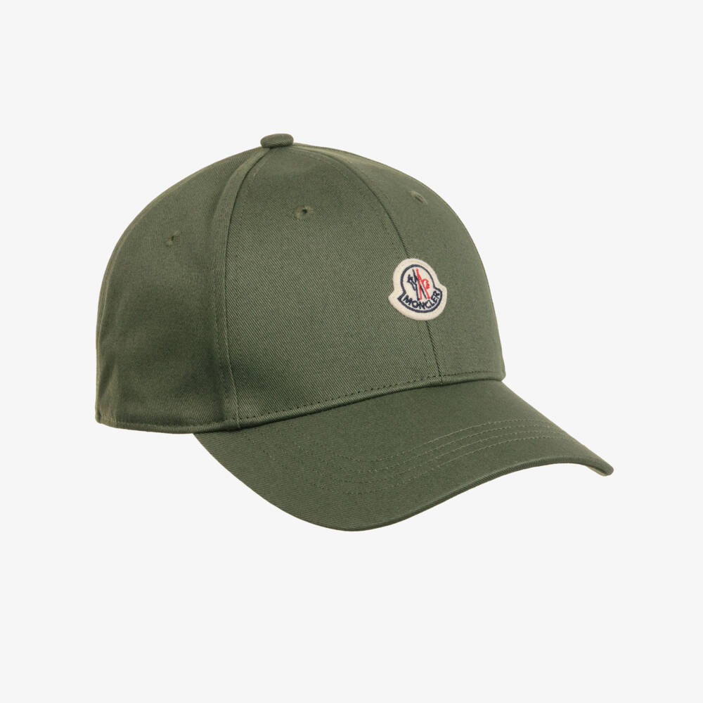 Moncler Enfant-Boys Khaki Green Baseball Cap with Felt Logo Patch | Childrensalon