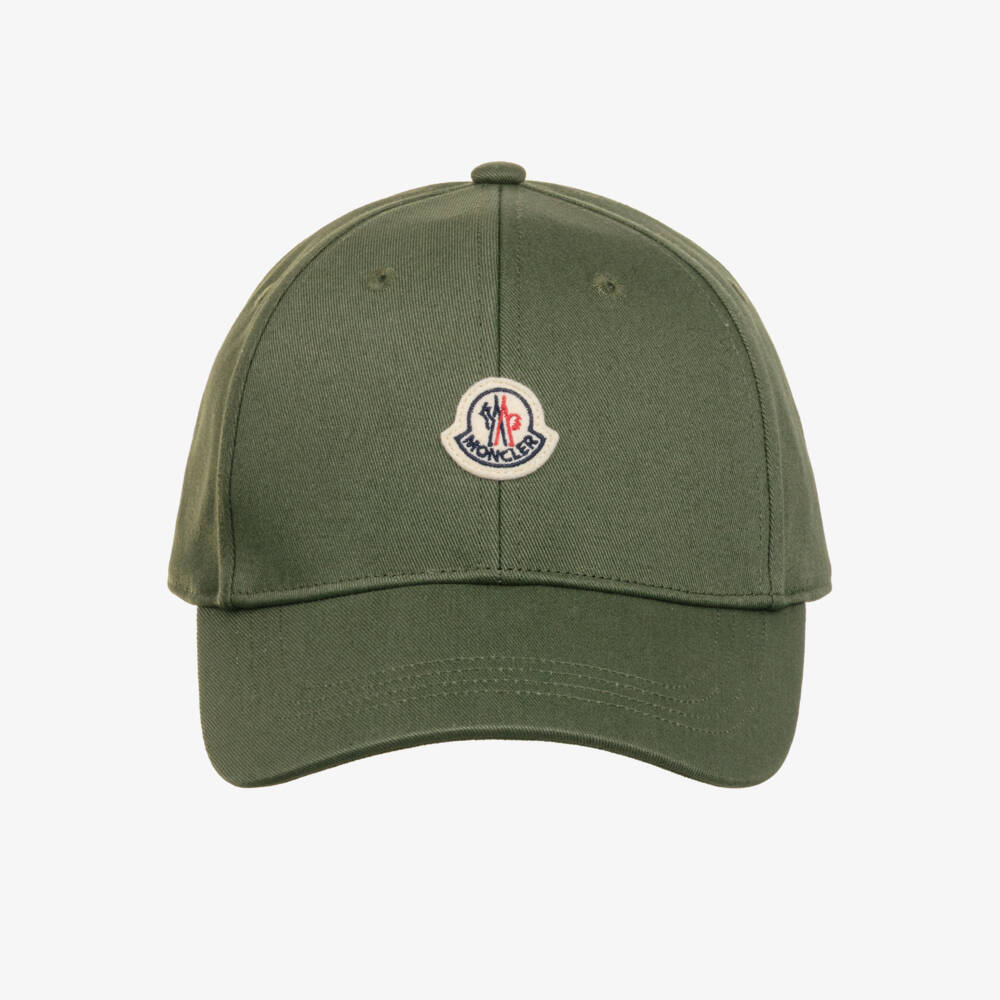 Moncler Enfant-Boys Khaki Green Baseball Cap with Felt Logo Patch | Childrensalon