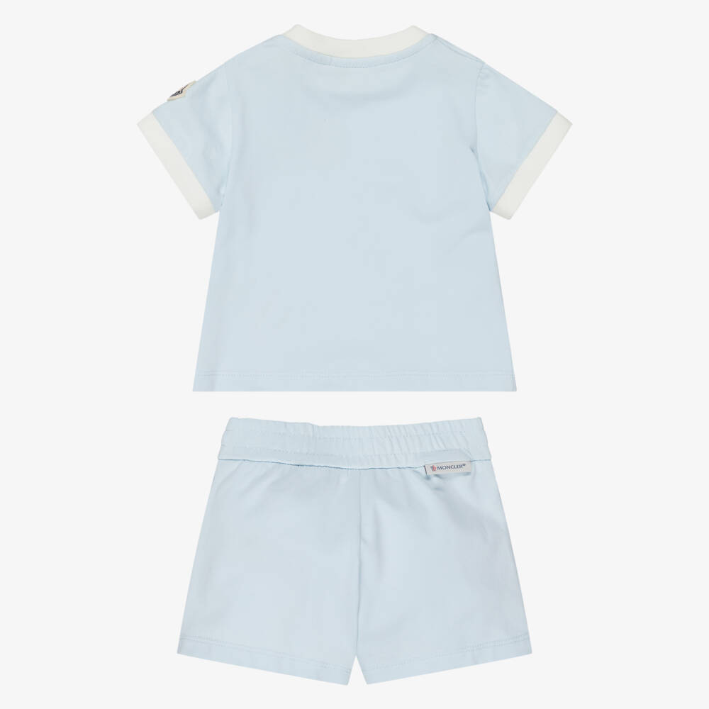 Moncler Enfant-Boys Light Blue Shorts Set with Surfboard Logo | Childrensalon