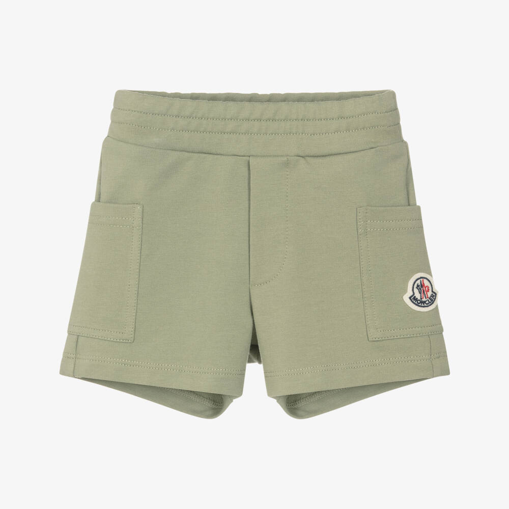 Moncler Enfant-Boys Light Khaki Green Cotton Shorts | Childrensalon