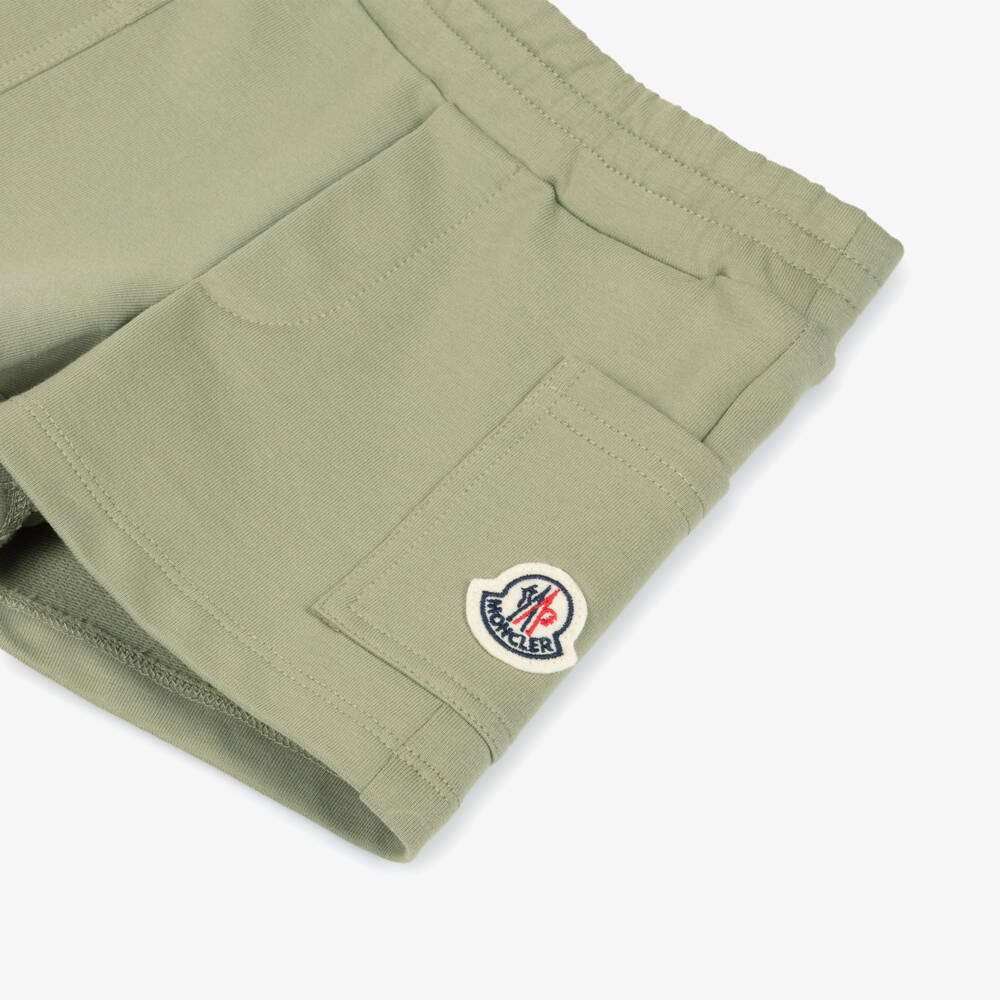 Moncler Enfant-Boys Light Khaki Green Cotton Shorts | Childrensalon