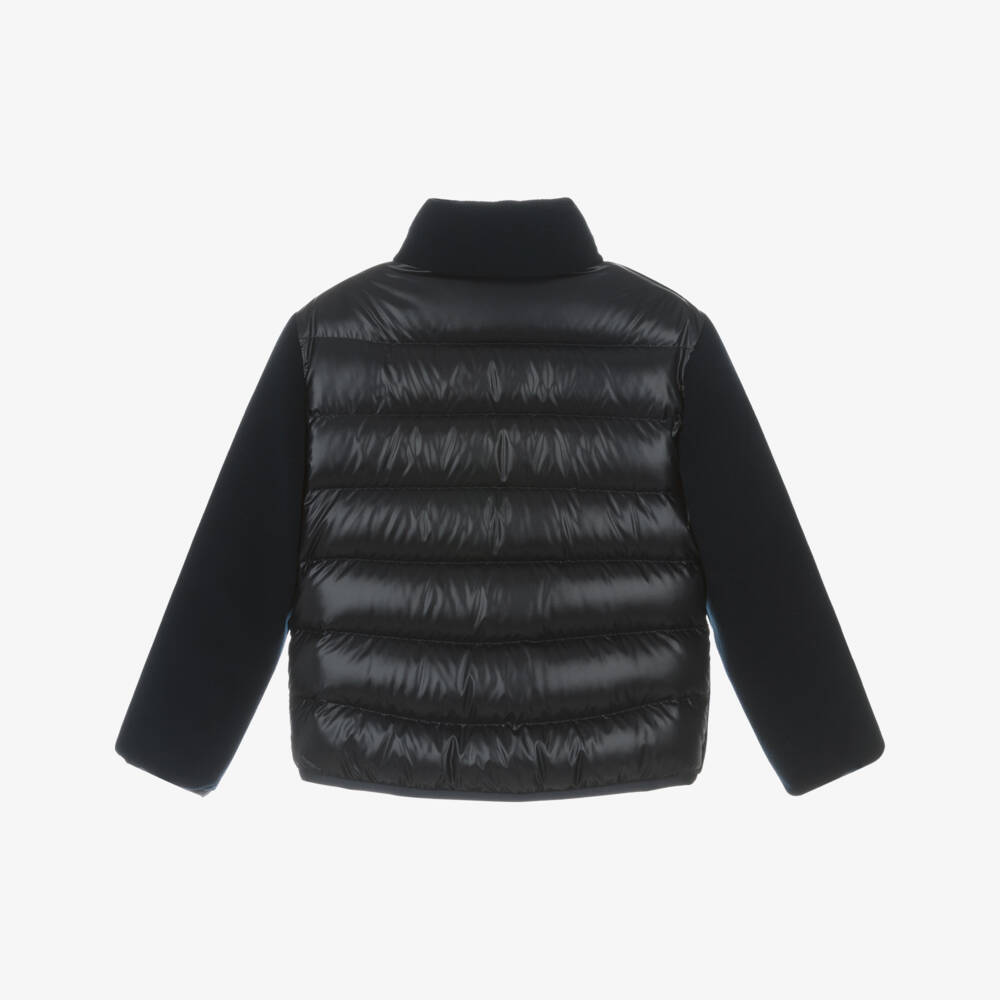Moncler Enfant-Boys Navy Blue Bacui Down Puffer Jacket with Fleece Front | Childrensalon