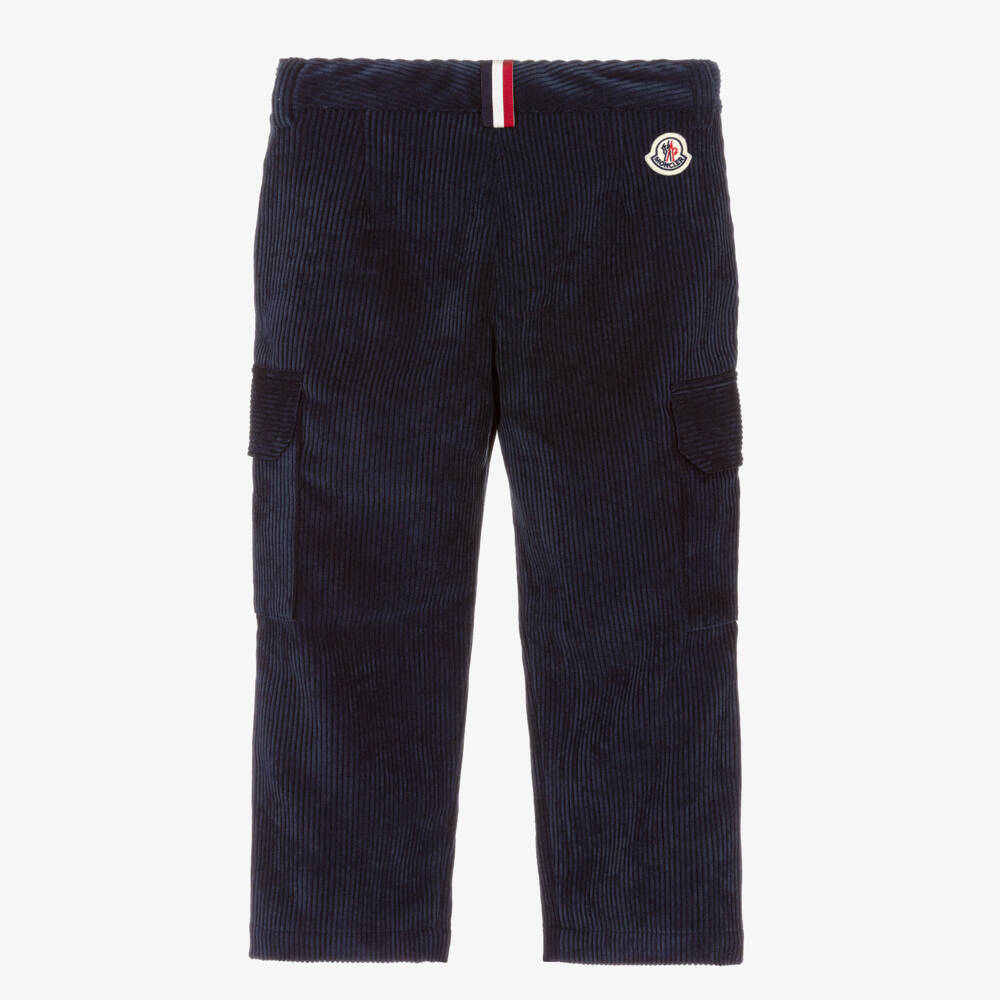 Moncler Enfant-Брюки карго синие из вельвета для мальчиков | Childrensalon