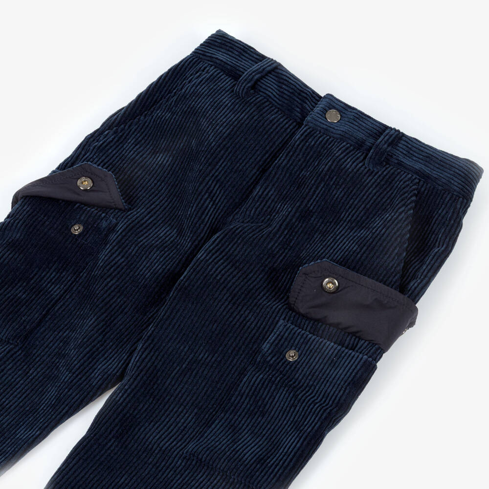 Moncler Enfant-Брюки карго синие из вельвета для мальчиков | Childrensalon