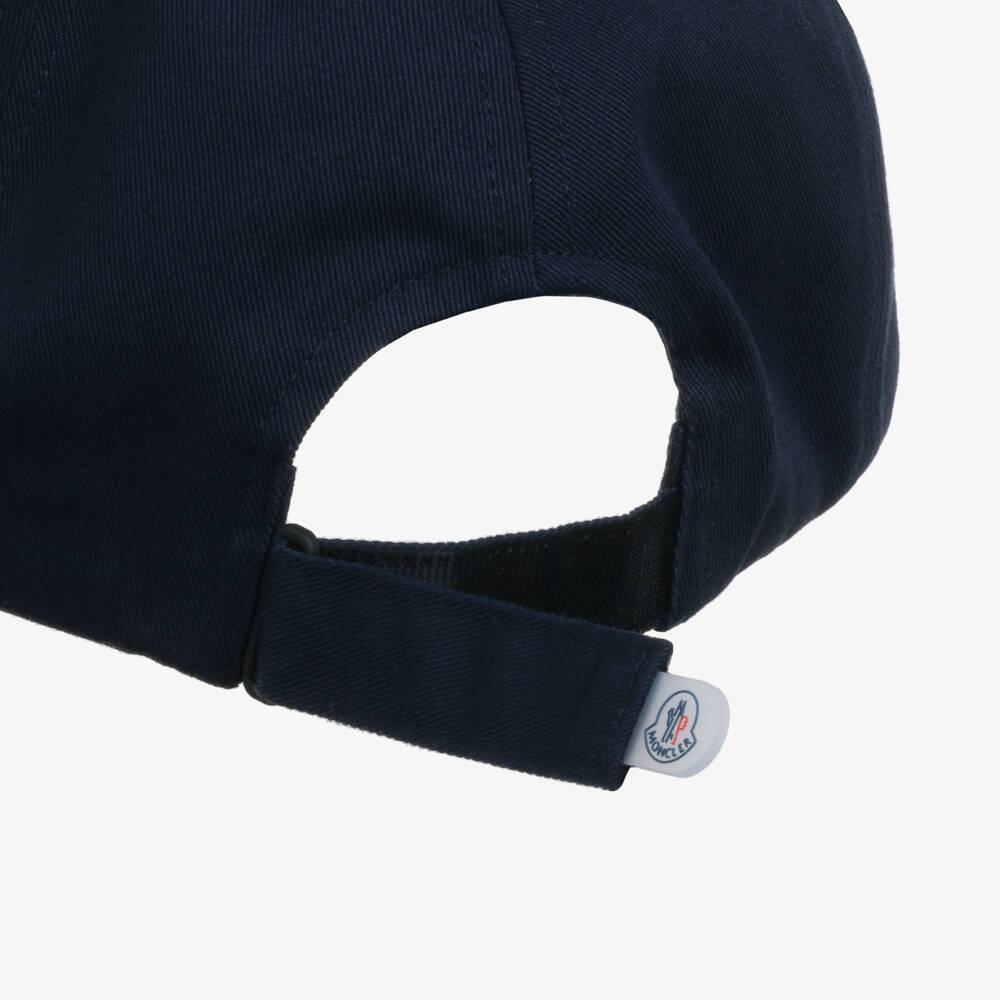 Moncler Enfant-Boys Navy Blue Cotton Baseball Cap with Triple Bell Logo | Childrensalon