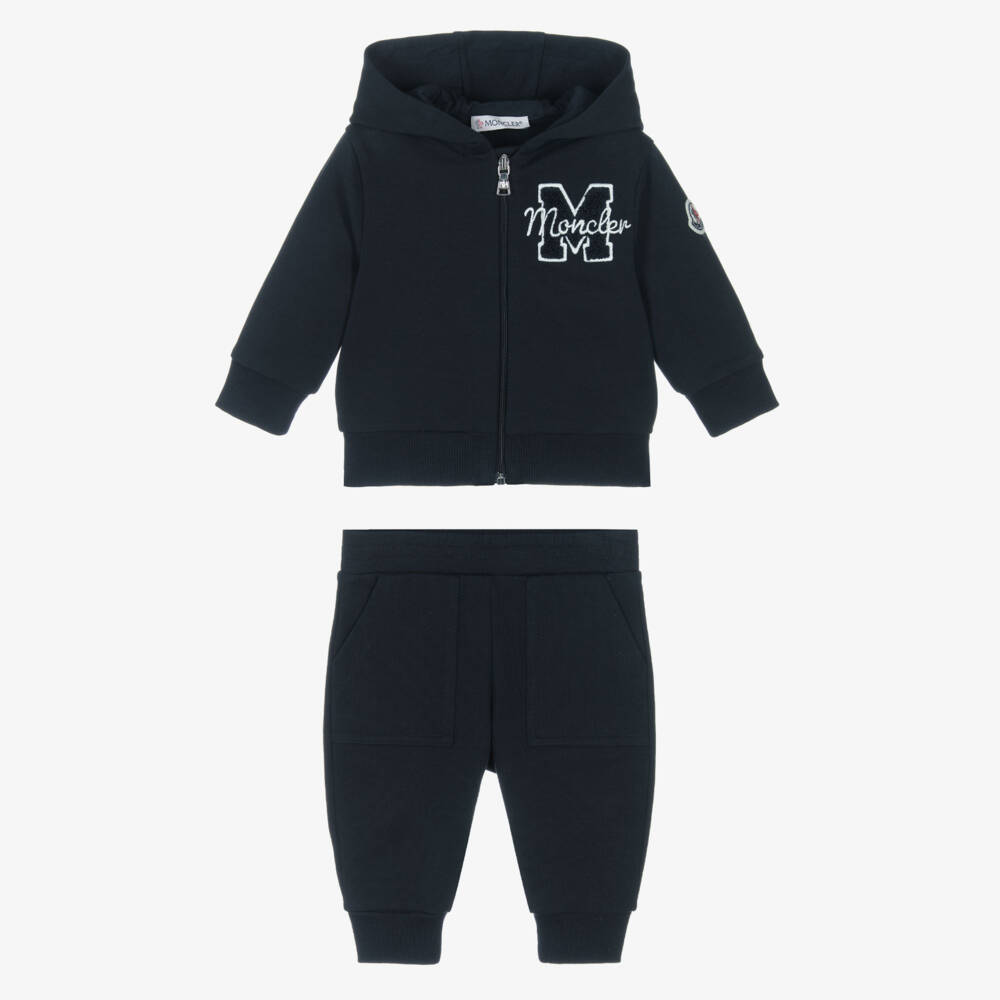 Moncler Enfant-Boys Navy Blue Cotton Hooded Tracksuit | Childrensalon