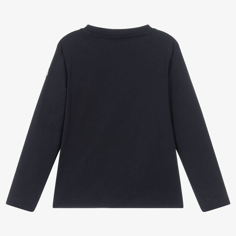 Moncler Enfant-توب قطن لون كحلي مونوغرام للأولاد | Childrensalon