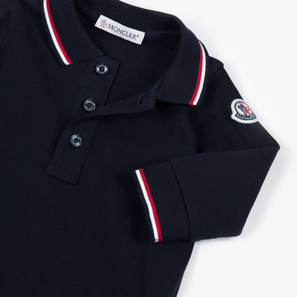 Moncler Enfant-أفارول قطن بيكيه لون كحلي للأولاد الرضع | Childrensalon