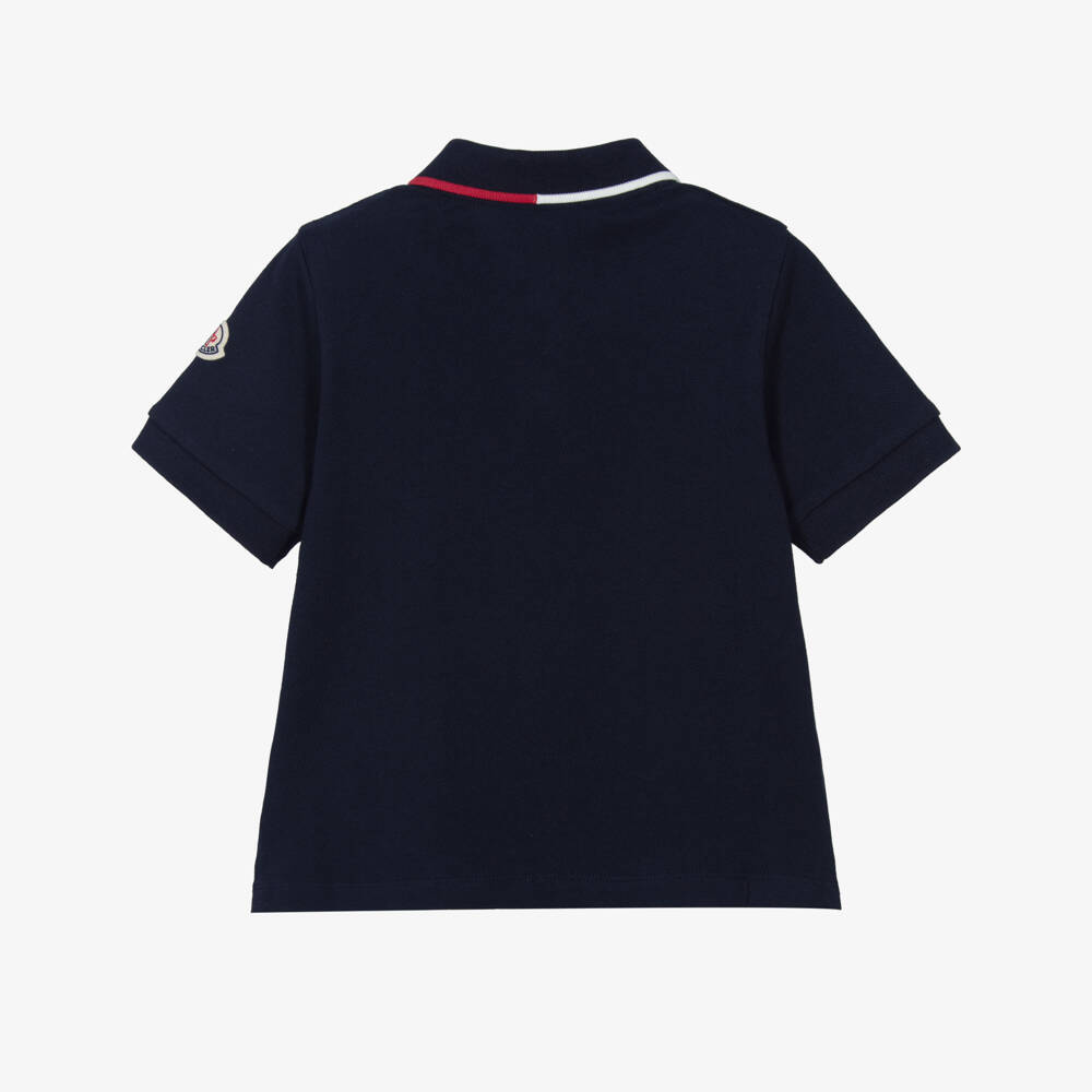 Moncler Enfant-قميص بولو قطن بيكيه لون كحلي للأولاد  | Childrensalon
