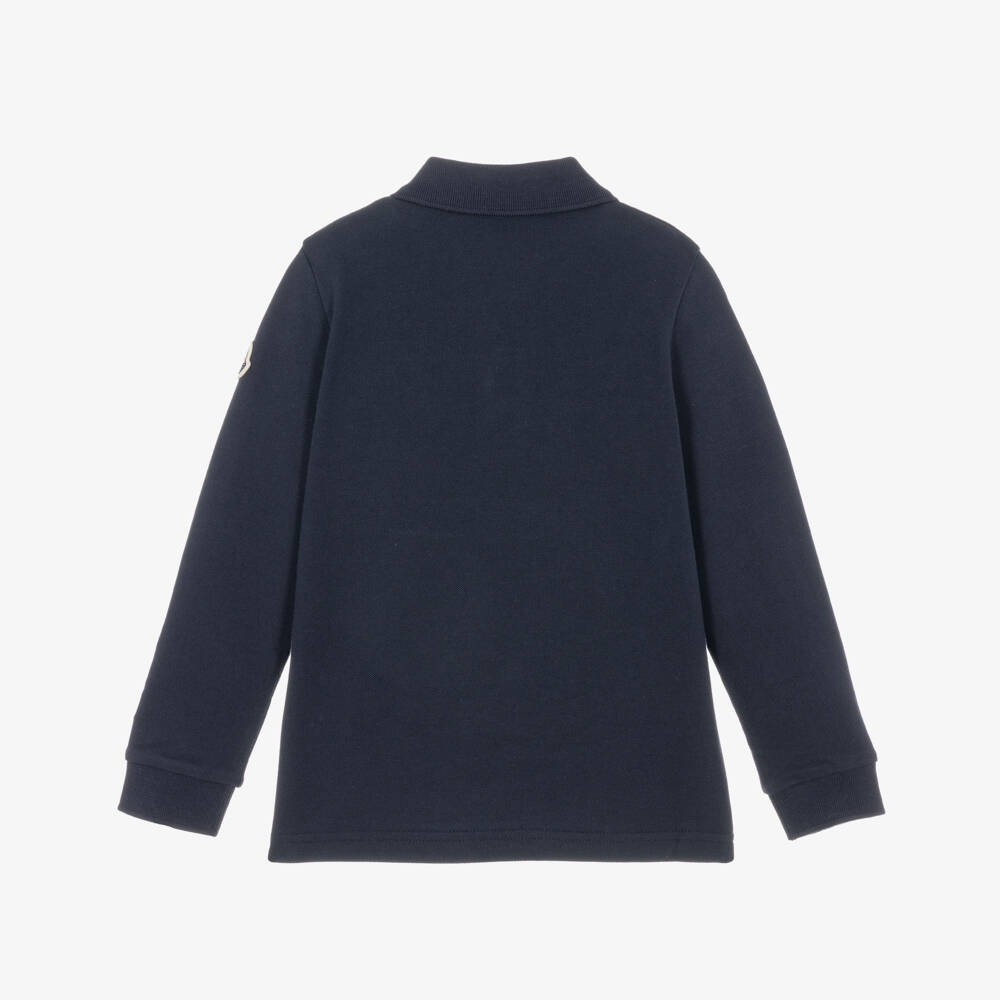 Moncler Enfant-Boys Navy Blue Cotton Piqué Polo Top | Childrensalon