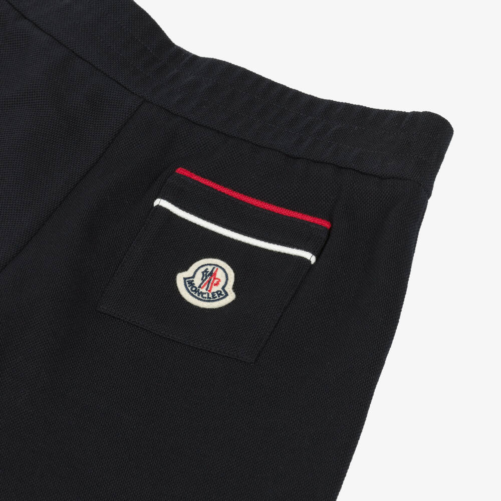 Moncler Enfant-Шорты синие из хлопкового пике для мальчиков | Childrensalon