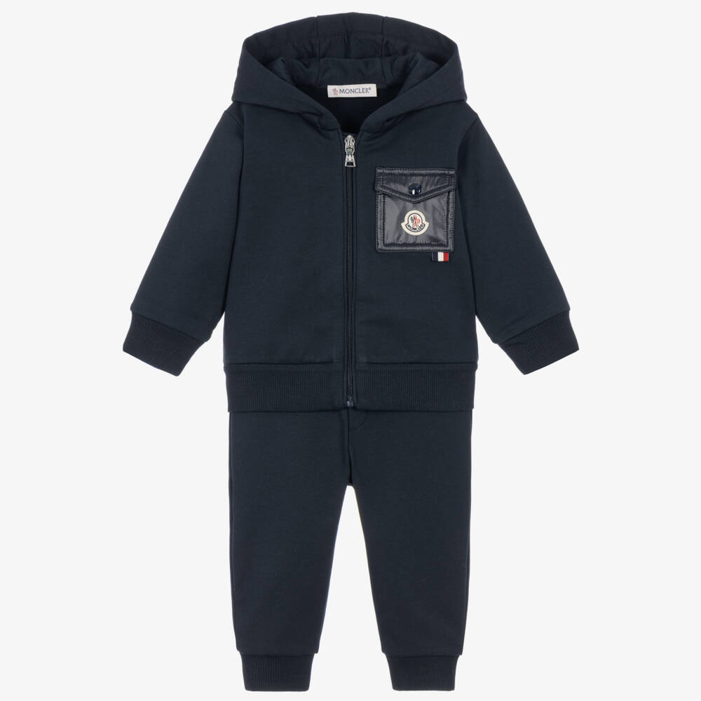 Moncler Enfant-Boys Navy Blue Cotton Pocket Tracksuit | Childrensalon