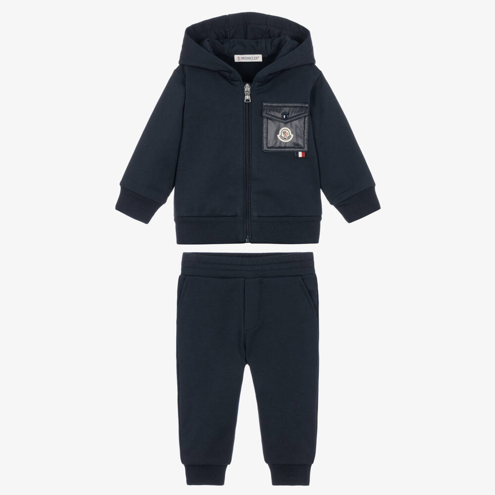 Moncler Enfant-Boys Navy Blue Cotton Pocket Tracksuit | Childrensalon