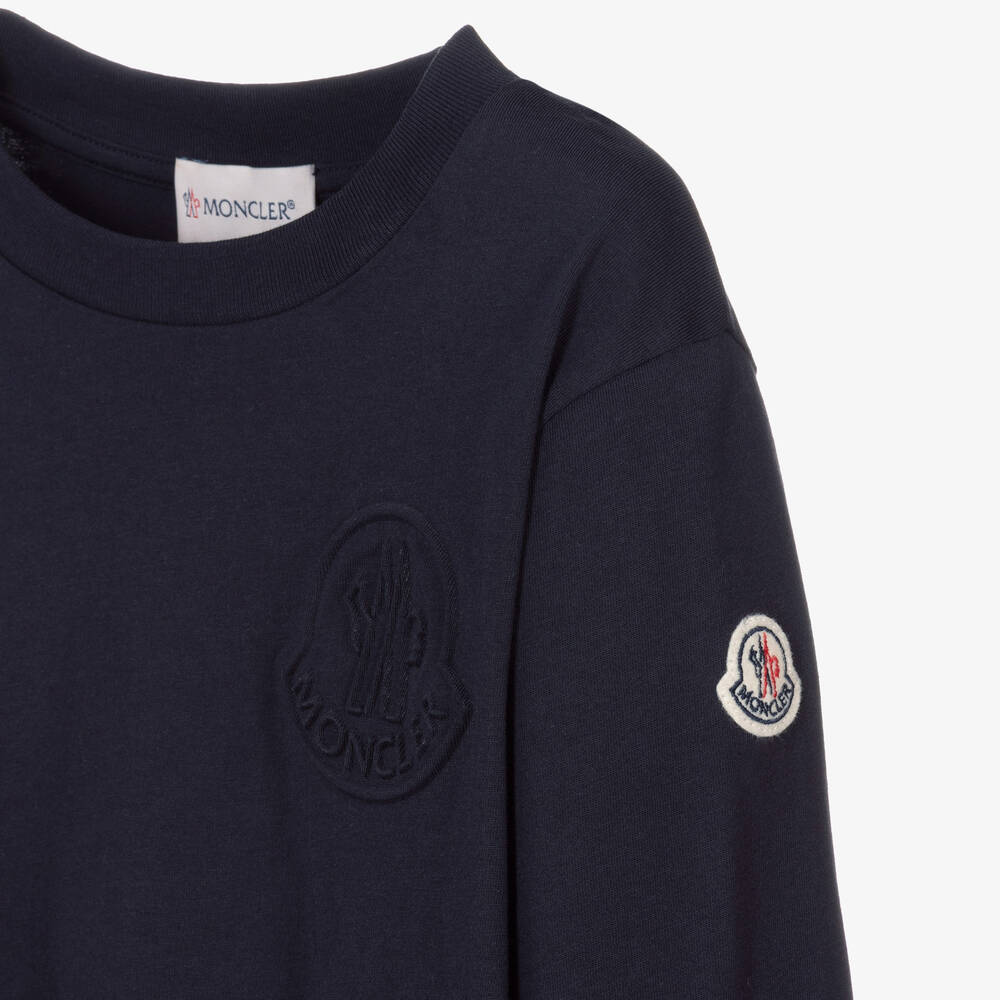 Moncler Enfant-Boys Navy Blue Cotton Top | Childrensalon