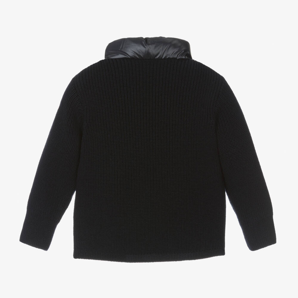 Moncler Enfant-كارديغان محبوك لون كحلي مبطن بريش للأولاد | Childrensalon