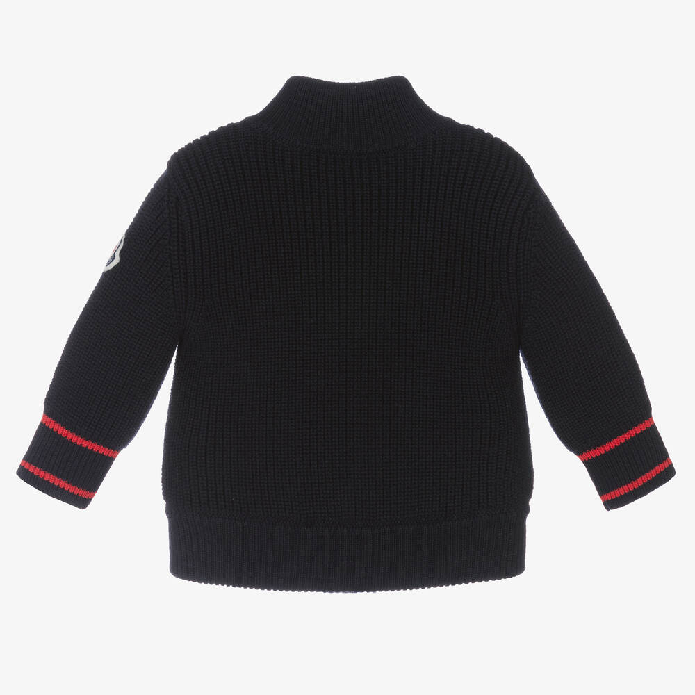 Moncler Enfant-توب بسحاب مبطن بريش لون كحلي للأولاد | Childrensalon