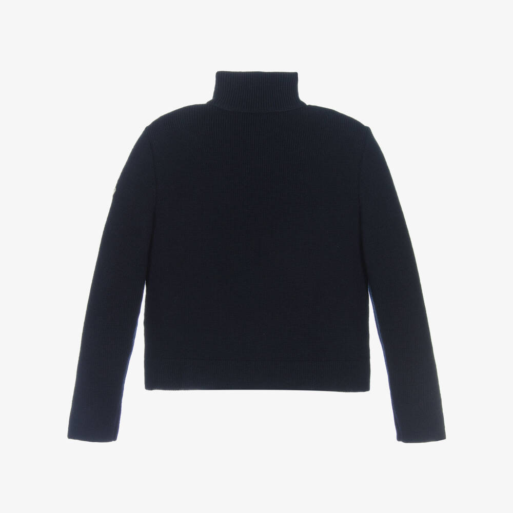 Moncler Enfant-Boys Navy Blue Down & Wool Puffer Zip-Up Top | Childrensalon