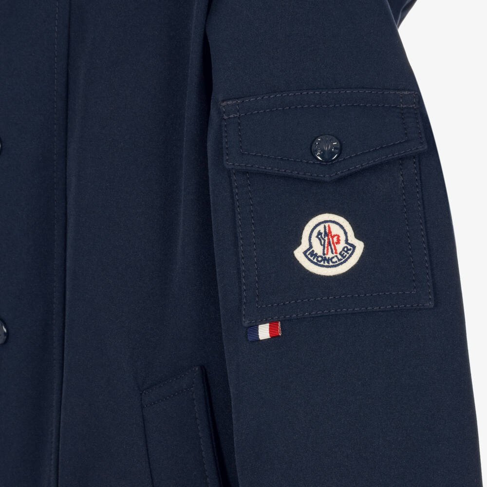 Moncler Enfant-Boys Navy Blue Ever Parka Coat with Down Padding | Childrensalon