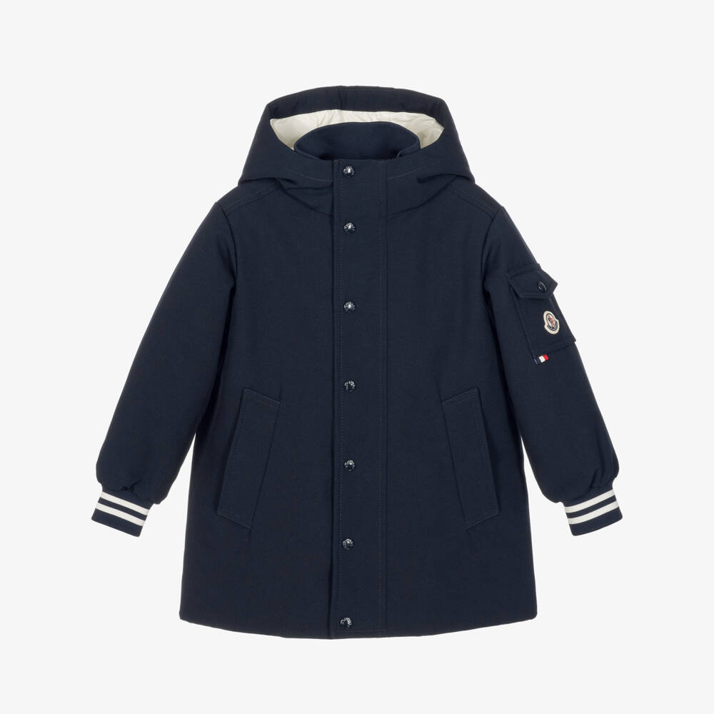 Moncler Enfant-Boys Navy Blue Ever Parka Coat with Down Padding | Childrensalon