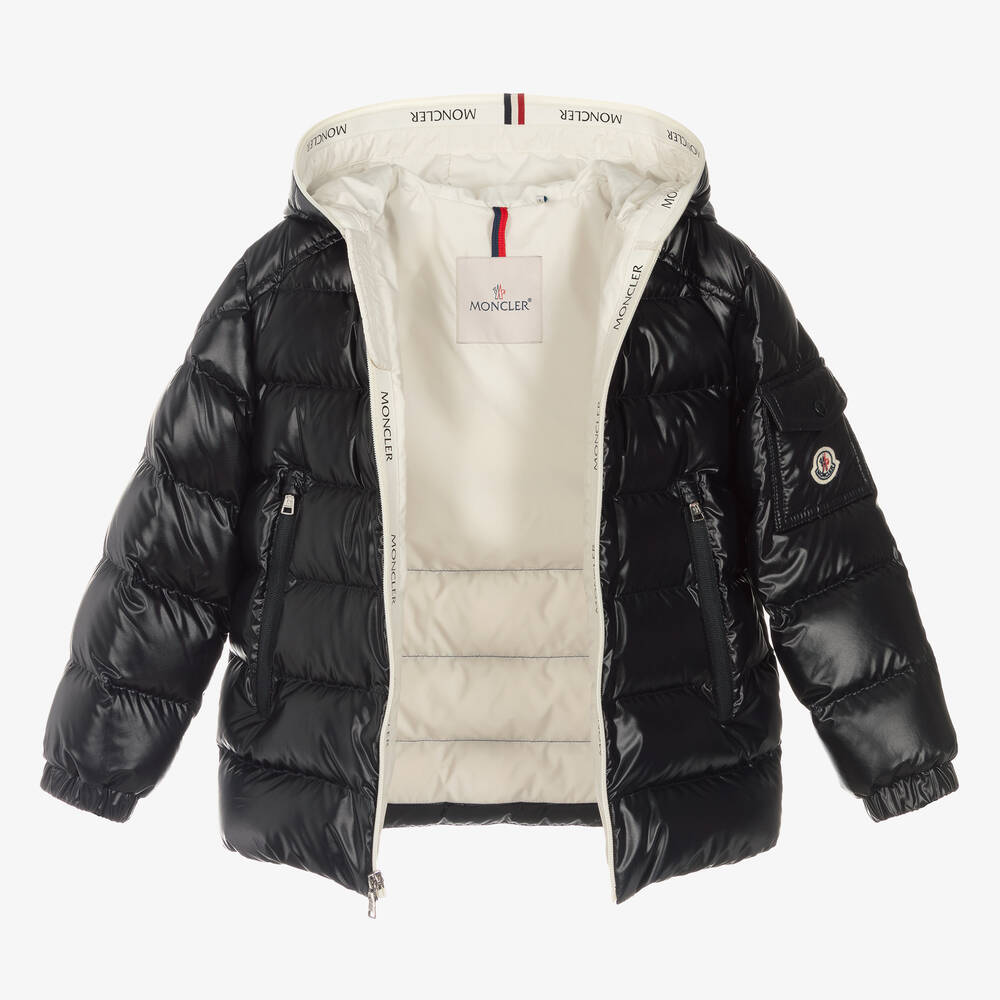 Moncler Enfant-جاكيت بافر مبطن بريش لون كحلي للأولاد | Childrensalon