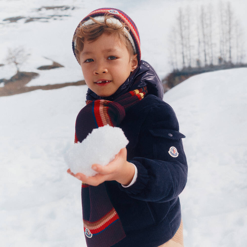Moncler Enfant-Boys Navy Blue Larm Corduroy & Down Jacket | Childrensalon