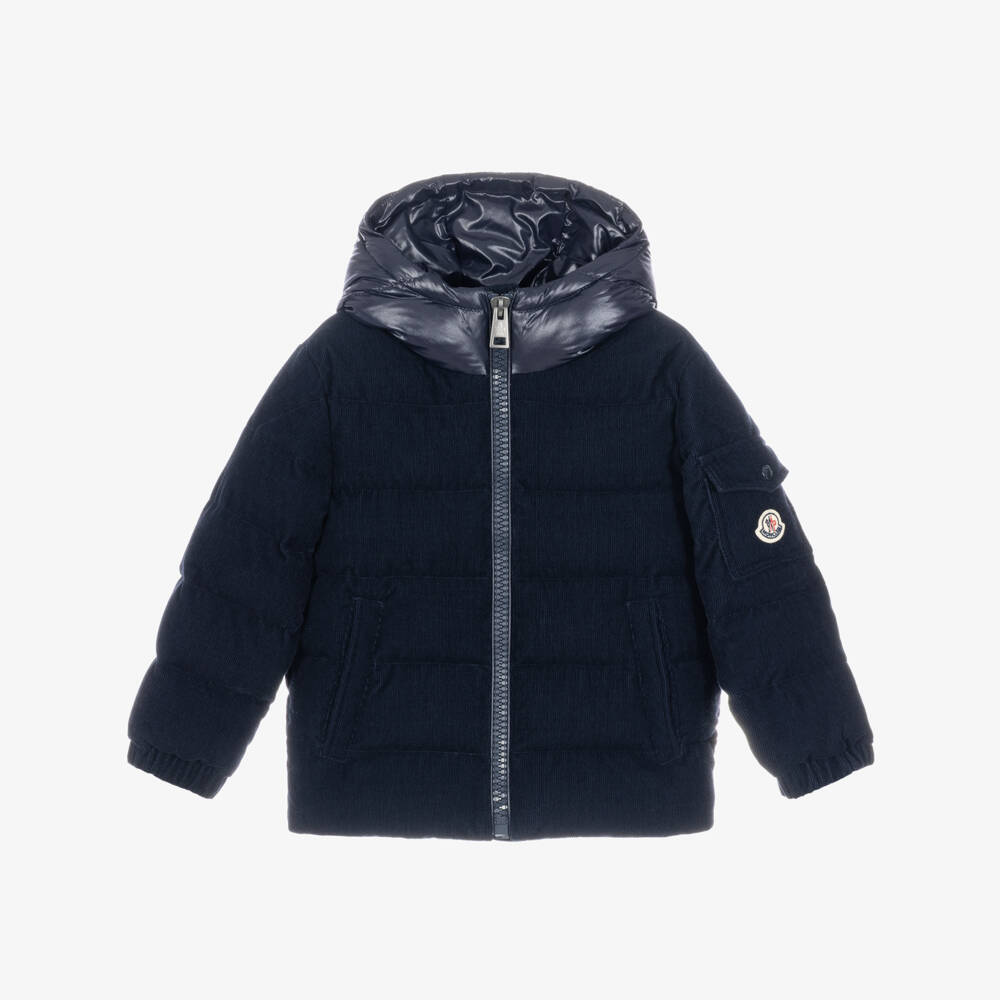 Moncler Enfant-Boys Navy Blue Larm Corduroy & Down Jacket | Childrensalon