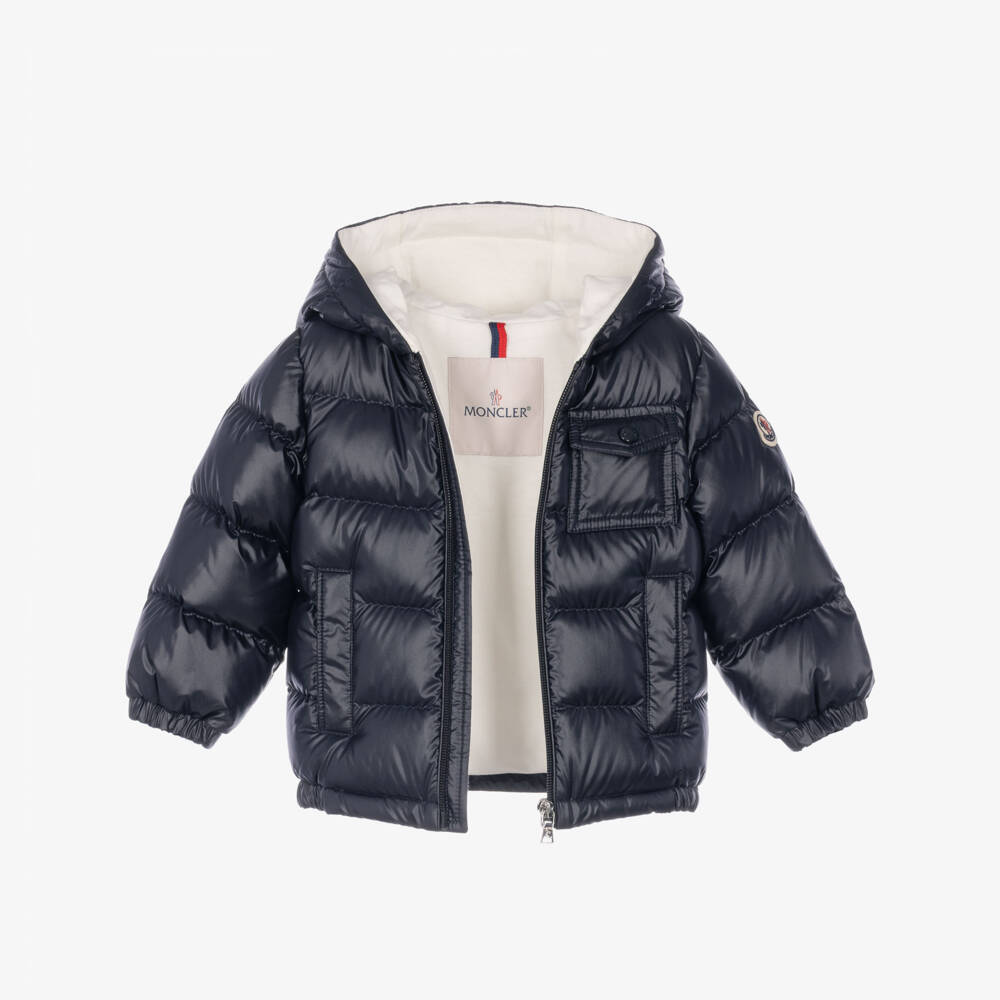 Moncler Enfant-Boys Navy Blue Mesles Down Padded Hooded Jacket | Childrensalon