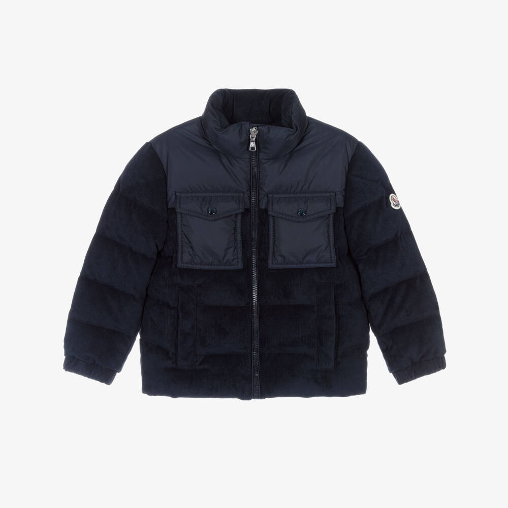 Moncler Enfant-Куртка-пуховик Camul синяя из вельвета для мальчиков | Childrensalon