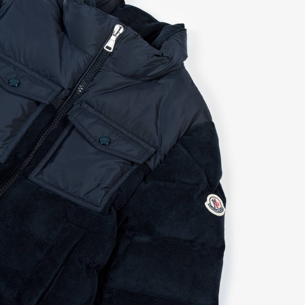 Moncler Enfant-Куртка-пуховик Camul синяя из вельвета для мальчиков | Childrensalon