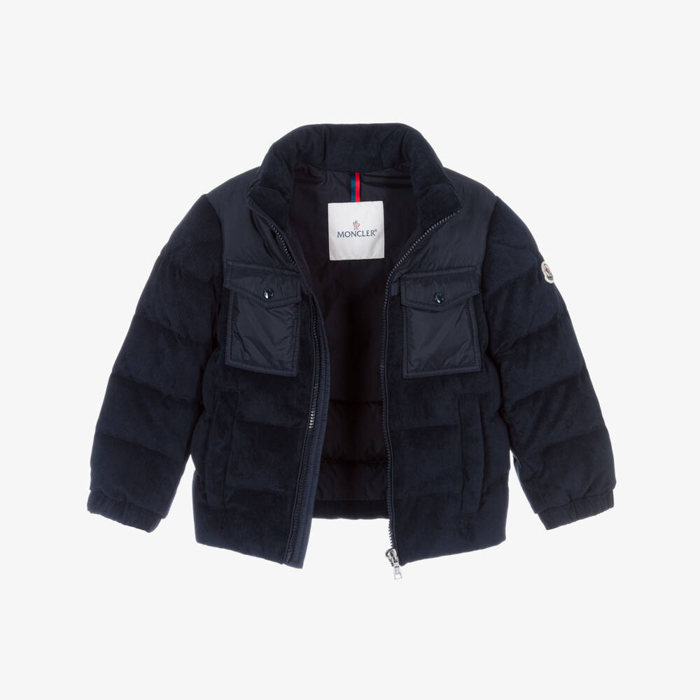 Moncler Enfant-Куртка-пуховик Camul синяя из вельвета для мальчиков | Childrensalon